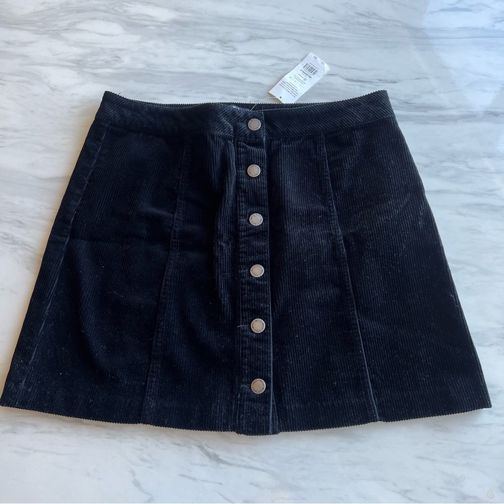 Miss Selfridge Corduroy Black Button Up Skirt